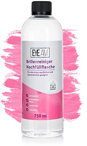 Brillenreiniger Nachfüllflasche 750ml | Reinigung für Brillen und Sonnenbrillen – Brillenreinigung wirkt Antistatisch mit Antischmutz-Effekt – Modell: (Nachfüllflasche 750ml)