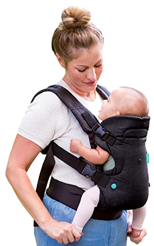 Infantino Marsupio Flip Advanced 4-in-1, Ergonomico, Convertibile, Posizione Fronte-Genitore e Fronte-Strada, Anteriore e Posteriore, per Neonati e Bambini da 3,6 a 14,5 kg, Nero
