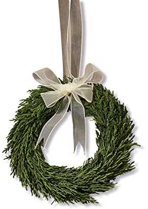 Loberon Kranz Sare, konservierte Zypresse, natürlicher Stil, Weihnachtsdekoration, Weihnachten, Zypresse, Eisendraht, Polyester, grün