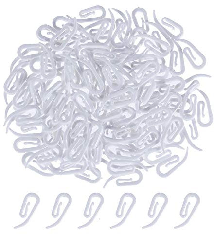Gancho para Cortina,100 PCS Ganchos de Cortina de Plástico Blanco Riel de Cortina Clip de Cortina para Cortinas de Puerta Cortinas de Ventana y Cortinas con Pliegues de Lápiz 28 * 12 mm
