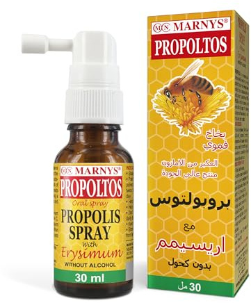 Marnys Propolis, menthol et C-vitamin, Propolts Spray buccal 30 Ml, Adoucit la gorge, Aide contre les démangeaisons 80 g