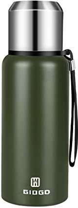 Vacuum Insulated Flask 500ml/16.9oz with Cup lid Stainless Steel Thermo Water Flasks Leakproof Keep Coffee hot&Cold Drink Bottle.(Green,500ml)
