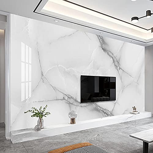 XTSWallpaper Pvc Autoadhesivo Impermeable Papel Tapiz 3D 300X200Cm Blanco Textura Mármol Fotomural 3D Mural De Personalizar Vinilo Sala De Estar Mural De Arte De Etiqueta De La Pared
