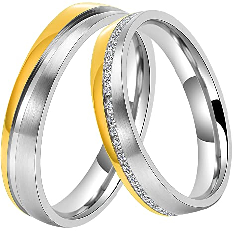 DOOSTI Trauring/Ehering/Partnerring - NEW HOPE Chirurgischer Edelstahl 316L Bicolor - hochwertiger Edelstahlring - Damen und Herren Variante - Mit Gratis Gravur (Ring ohne Stein, 68)