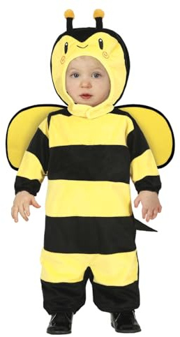FIESTAS GUIRCA Barn Bejite Jumpsuit - Svarta och gula ränder bi jumpsuit med huva och vingar - kostym för flicka eller pojke 2-3 år