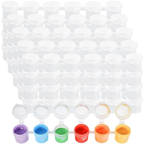 Pinsheng Vasi di Vernice Vuoti, 20 Strisce di Vernice Vuote 120 Barattoli 5ml Mini Strisce di Vernice Vuote Plastica Mini Vasi per Pittura con Coperchi per Scuole, Campi Estivi, Festival d'Arte