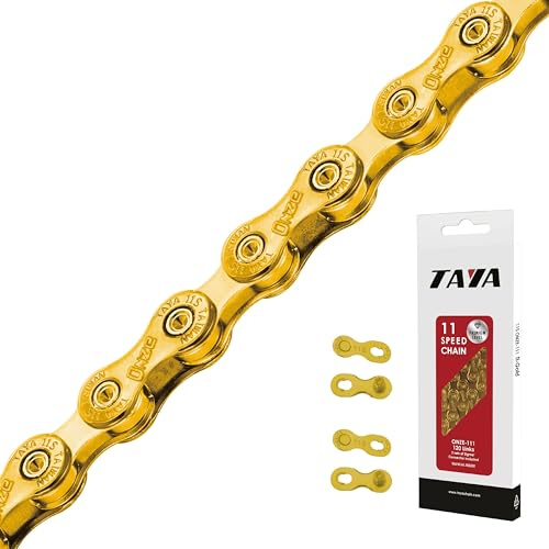 TAYA ONZE-111 Fahrradkette, 11 Gänge, 120 Glieder, Ti-Gold, langlebig und leichtgängig, für Kies und MTB