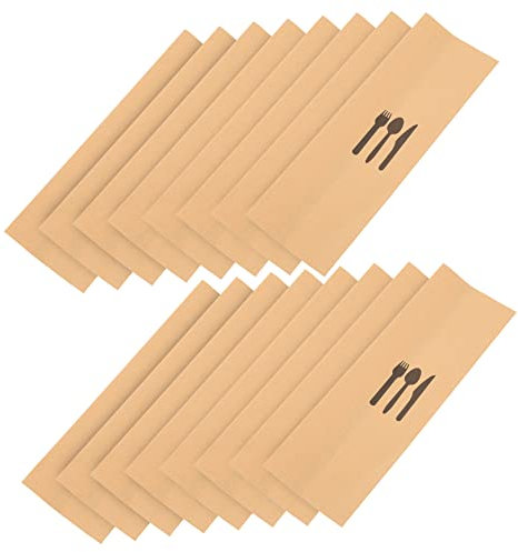 BESTonZON 100stücke Kraftpapier Besteckhalter Aus Papier Geschirrtaschen Für Bankette Und Hochzeiten Besteckaufbewahrungsbeutel Einweg-papierbesteckhüllen Für Party Und Catering