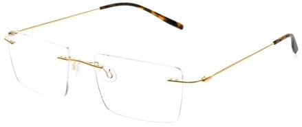 FAA'N Rechteckige randlose Brille für Männer und Frauen, Titan-Metallrahmen, nicht verschreibungspflichtige Brille, Jpgold