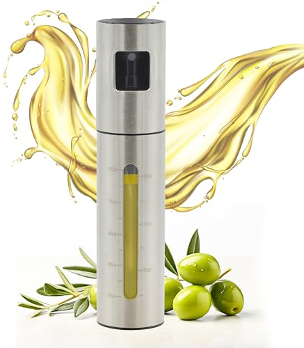 Spruzzatore Olio Friggitrice Ad Aria BPA Tested, Olio Spray Per Friggitrice Ad Aria da 100ml Con Sistema Di Nebulizzazione a Nebbia Finissima, Nebulizzatore Olio Con Valvola Antigoccia e Vaporizzatore