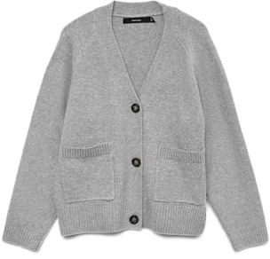 VMBOOM LS V-hals knapp cardigan GA NOOS, Ljusgrå melange, M