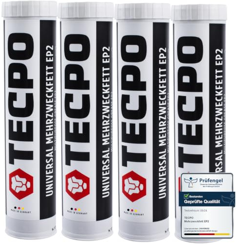 TECPO Universal Mehrzweckfett EP2 400g Kartusche Schmierfett, Lithiumfett, Universalfett, KFZ-Schmierung, wasserbeständig, KP2K-30 Lithium Fett (4x 400g)