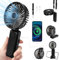 Hand Held Fans Rechargeable Battery Powered, Mini Hand held Fan Portable with Power Bank, 180º Foldable Desk Fan for 6-13 Hrs, 3 Speed Powerful Quiet Personal Small Pocket Travel Neck Fan, Black