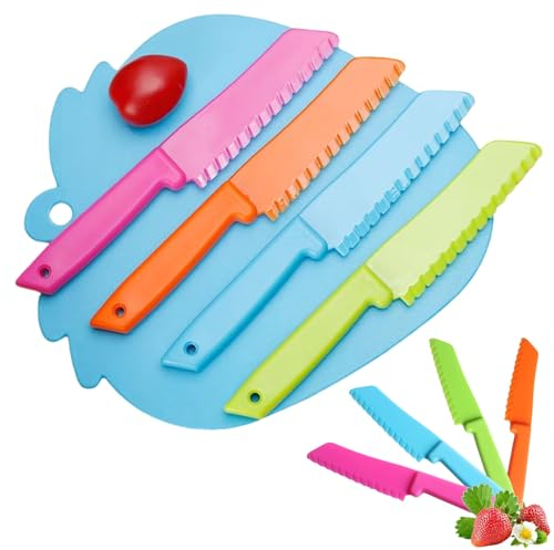 Kindermesser Gemüsemesser Set,Küchenmesser,4-teiliges Kinder Küchenmesser Set Obstmesser,Kinder Sicherheit Kochmesser,Geschenke für Kleinkinder Weinachten Geburtstag Messer