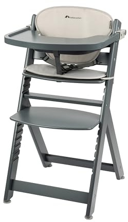 Bebeconfort Timba + Sitzkissen, Kinderhochstuhl Mitwachsend, 6 Monate - 99 Jahre, bis 110 kg, Hochstuhl Baby, Abnehmbares Tablett, Verstellbarer Sitz/Fußstütze, für Timba Baby, Grey Mist