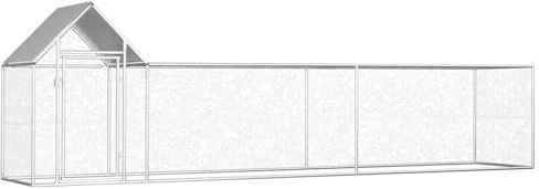 Keyroto Hühnerstall XXL mit Auslauf - Verzinkter Stahl 5x1x1,5 m - Silber - Wasserdicht, Abschließbar, Langlebig, Stabil - Für Hühner, Hennen, Enten, Gänse uvm.