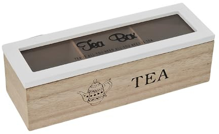 Morgan Scatola Porta Tisane in Legno, Porta Bustine The da 3 Tea Box, Scatola Porta The Bustine Bianco 24x8x7 cm