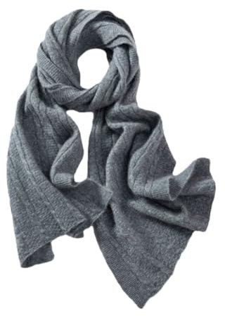 Nlievara Kaschmir-Schal, gestrickt, warm, lang, 160 x 40 cm, einfarbig, für Damen, grau, One size