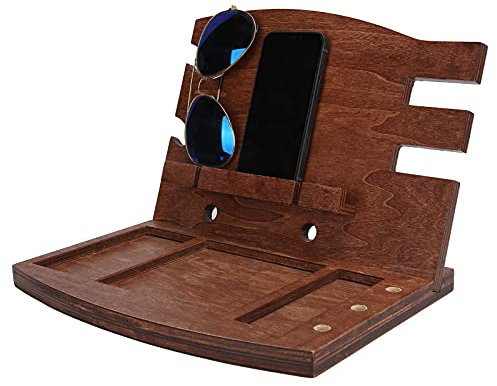 Zoeyilan Docking station per telefono in legno, staffa porta chiavi per scrivania, regali personalizzati per la famiglia, accessori da scrivania organizer per spazio di lavoro, organizer