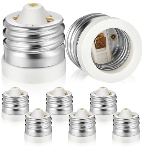 6 Packs E39 to E26 Socket Converters, Ceramic Mogul E39 to Standard Medium E26 Screw Base Light Bulb Socket Converter Mogul Base Adapter Sockets Reducer, Maximum 660W and 200℃ Heat-resistant