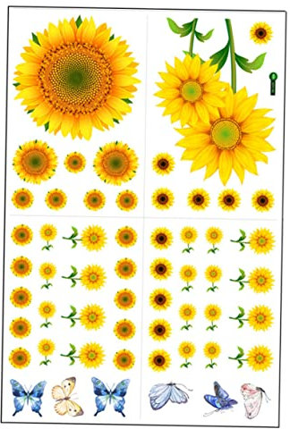 IWOWHERO 4 Blätter Wandtattoo Sonnenblume Mini-Scharniere intelligenter Wasserkocher Teil für den einzug kinderzimmer wandsticker aufkleber Wandtattoo fürs Kinderzimmer PVC