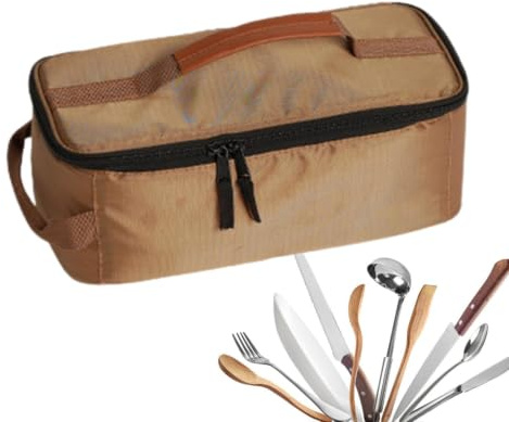 Borsa Tote da Campeggio Con Manico Grande Capacità Portatile Impermeabile | organizer per utensili da picnic Per Tazze Forchette Cucchiai Picnic Campeggio Escursionismo Barbecue Viaggio All'Aperto