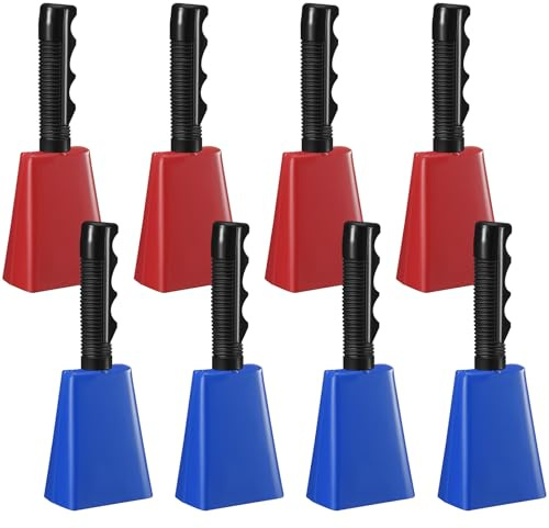 Fiada Kuhglocken, Geräuschmacher mit Griffen, jubelnde Kuhglocken für Sportveranstaltungen, Musikinstrumente, Handschlagglocken, Abschlussfeier, Hochzeit, Fußball, Spiele, Party, Bauernhof, 8 Stück