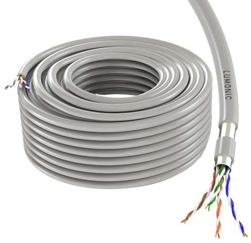 Lumonic LAN Cable de Red 50m | LAN Cable CAT5e F/UTP | Cable de Instalación 4X 2X AWG26/1 (solidr) | 100MHz Gigabit Ethernet