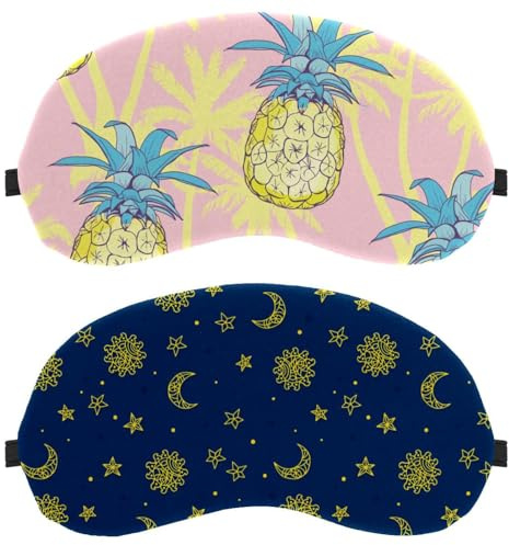 Augenmaske für Seitenschläfer, Schlafmaske, Sonne, Mond und Sonne, , Schlafmaske, weicher Augenschutz für Reisen, Nickerchen, Flugzeug, lichtblockierend, 2 Stück