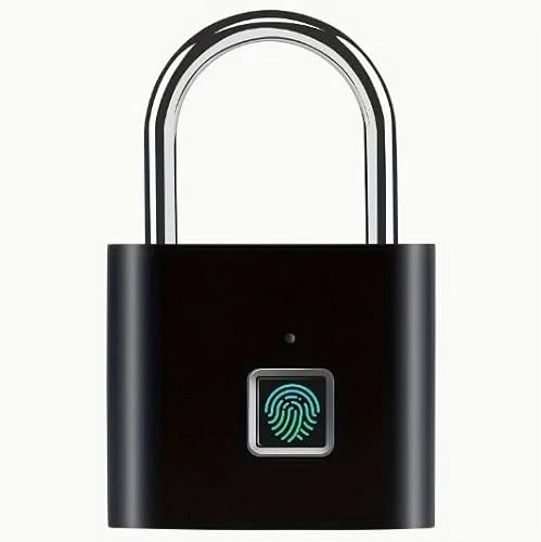 Cadenas léger et étanche à empreintes digitales rechargeable USB-C – Stocke 10 empreintes digitales – Cadenas intelligent pour valise, casier de gym – Verrouillage biométrique – Verrouillage