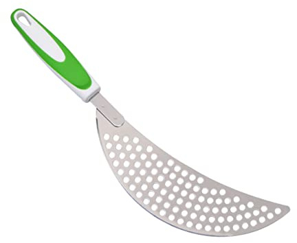 Stainless Steel Pot Strainer with PP Handle for Pasta and Vegetables | Green Stainless Steel and PP Draining Kitchen Tool with Hanging Feature for Pasta, Vegetables and Everyday Use