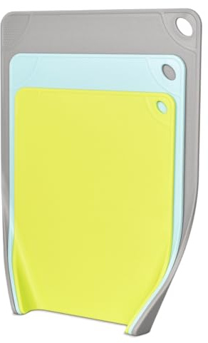 Codificati Colore, Tagliere in Plastica, Set di 3 Tagliere da Cucina, Set Taglieri Cucina, Senza BPA, Taglieri Cucina Set Antiscivolo per Verdure, Frutta, Carne, Lavabile in Lavastoviglie