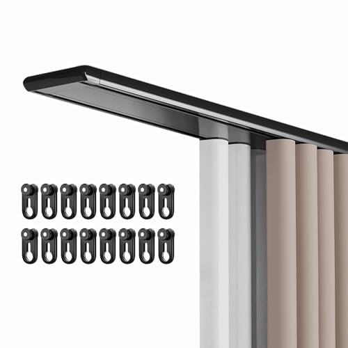Generisch Vorhangstange 2 Läufig Gardinenschiene Deckenmontage Aluminium Gardinenstangen 50-1000cm Zweiläufige Vitragestangen für Erker Büro Schlafzimmer Raumteiler(Schwarz,165cm)