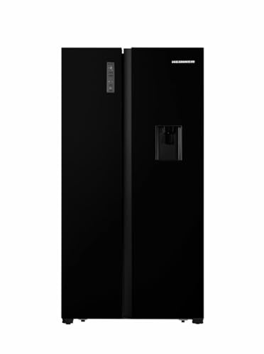 HEINNER HSBS-HS519NFBKWDE++ Side-by-Side Kühlschrank – 519 L Gesamtkapazität, Energieklasse E, Full No-Frost, Inverter-Kompressor, LED-Touch-Display, Edelstahl-Design, 5-Jahres-Garantie