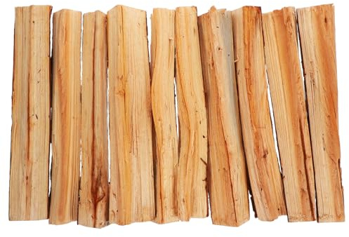 DECORNIJIA Leños Decorativos para Chimenea Interior, 10 Piezas de Troncos Partidos de Madera Auténtica, Decoración Rústica para Ambiente Cálido en Hogar y Fiestas