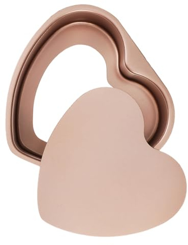 NUOBESTY Stampo per Torta a Forma di Cuore in Lega di Alluminio 15 CM Base Rimovibile Antiaderente Teglia da Forno per Uso Domestico per Biscotti Mousse e Torte