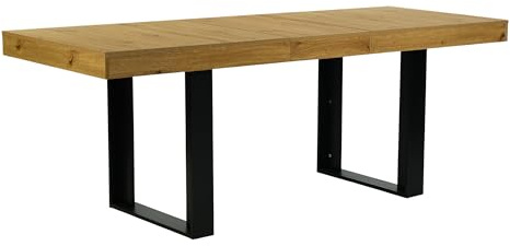 FURNITABLE Esstisch Ausziehbar 160-200 x 80 x 75cm, für 6-8 Personen, Rechteckig Küchentisch,Esszimmertisch aus Holz,für Wohnzimmer,Küche,Esszimmer,Eiche & Schwarz