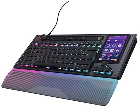 Turtle Beach Command Series KB7 TKL Wired Gaming-Tastatur - Kommando-Display mit 4,3-Zoll-Touchscreen, Flache Titan-Hall-Effekt-Schalter, 8K-Abrufrate, RGB-Beleuchtung, DE-Layout