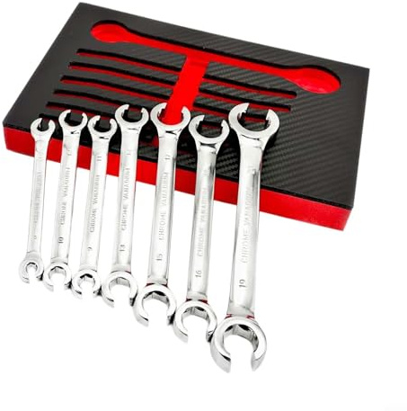 Juego de llaves métricas de doble extremo, llave de tubo de freno de acero al cromo vanadio para kit de herramientas de línea, para llaves de tubo HVAC, herramientas de reparación automotriz y