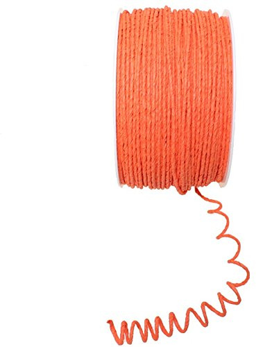 Floral-Direkt 100m Papierdraht D 2mm Papierdekodraht Papierkordel auf Spule, Farbe:orange