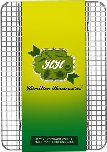 Hamilton Housewares Stainless Steel Metal Cooling Rack - 21.5cm x 30cm - Heavy Duty Commercial Grade - Cool Cookies, Cakes & Bread - Perfect for Cooking Meat & Bacon