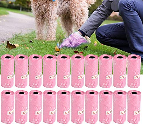 kotbeutel rosa, Yuyte 20 Rolls Müllsäuberung Herz Tasche Haustier Hund Katze Abfall Poop Pick Up Bag(Pink)