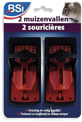 BSI - Pièges A Souris - Tapettes - en Plastique - Réutilisables - Lot De 2 - pour La Maison comme Autour, Noir