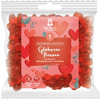 naschlabor x Gute Laune Fruchtsaftbär Weihnachten | sortenreine Fruchtsäfte | Ohne künstliche Farbstoffe und Geschmacksverstärker | Gluten- und Laktosefrei (Glühweinherzen)