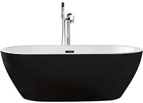 Moderne Badewanne freistehend Sanitäracryl oval schwarz 150 x 75 cm Nevis