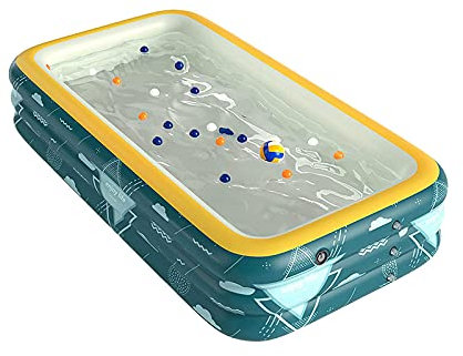 JUBANGLIAN Piscina Inflable de 3 Anillos Plegable Resistente al Desgaste PVC Piscinas inflables núcleo inalámbrico Carga Flash Piscina Familiar portátil para Patio(Blue,180x130x60cm(71x51x24inch))