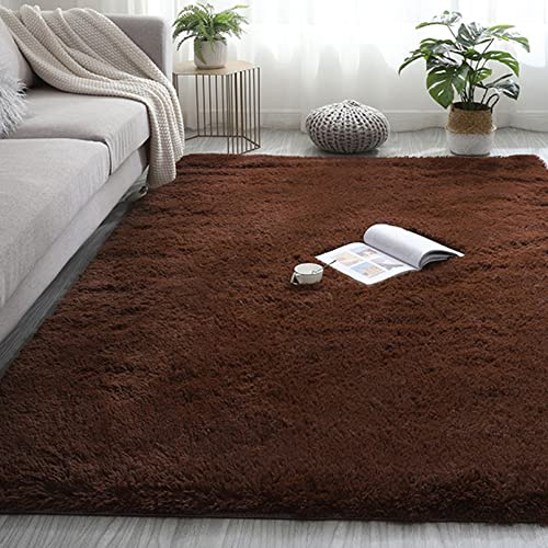 CHBIN Shaggy 200x240cm Carpet Wohnzimmer Schaffell Teppich Zottige Teppiche Faux Lammfell Flauschig für Bettvorleger Sofa Matte Oder Schlafzimmmer Deko Usw, Dunkelbeige