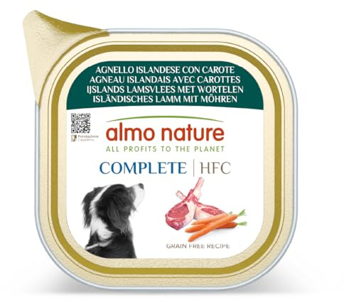 almo nature HFC Complete - Alimento Umido per Cani Adulti - Agnello Islandese con Carote - qualità Human Grade, Senza Glutine, Monoproteico - 85g, Confezione da 17