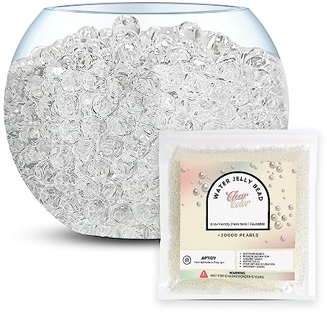 APTIDY - Perle d'eau Transparente | Env. 50.000 pcs perles d'eau - Bille d'eau hydrogel pour Vase, terreau des Plantes | Pour Décoration, Mariage, Anniversaire, Fêtes, Jardinerie, Fleurs, Noël