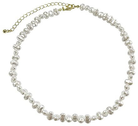 Perlenanhänger Damen Halskette Anhänger Perlenkette Geschenk Handgemachte Unregelmäßige Barocke Weiße Simulierte Perlenkette